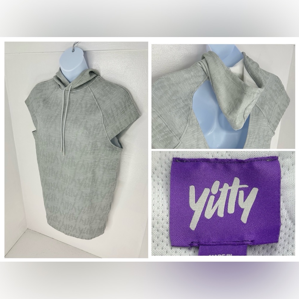 Yitty NWT‎ Major Label Backless Hoodie Dress Size Medium Heather Gray Athleisure